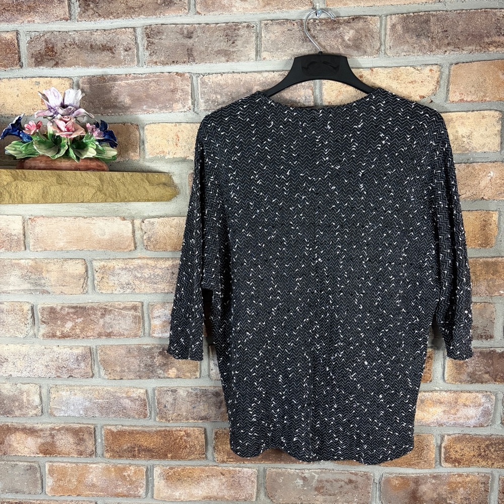 ALFANI Black/White Sequined Knit Top 106 - Picture 9 of 9